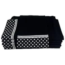 Kit Pano de Prato Preto Barrado Minimalista Bolinha 03 unid - Pé de Galinha
