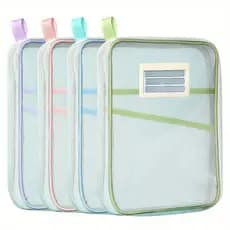 Pasta Arquivo Transparente Com Zíper E Divisórias De Malha Nylon Boa Capacidade Portátil