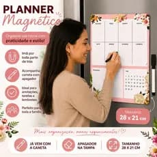 Lousa Planner Magnético Semanal Geladeira Organizador Lembretes Recados Notas