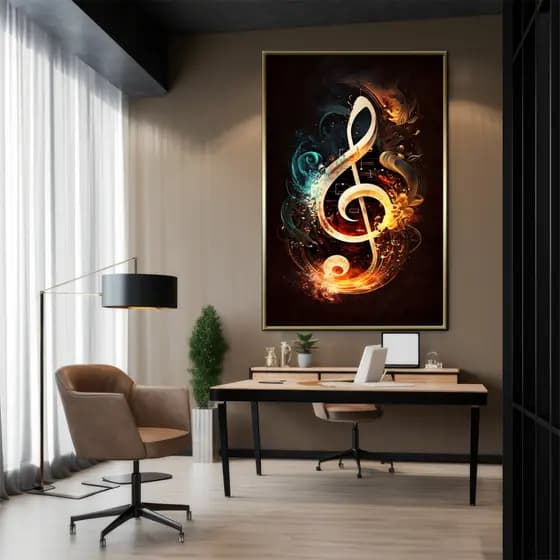 Quadro Decorativo GRANDE Alta Resolução Para Sala Quarto Escritório Quadro Nota Musical