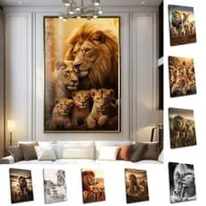 Quadro Decorativo GRANDE Alta Resolução Para Sala Quarto Escritório Quadro Coleção Família de Leões