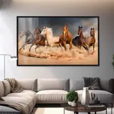 Quadro Decorativo GRANDE Alta Resolução Para Sala Quarto Escritório 6 Cavalos