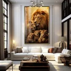 Quadro Decorativo GRANDE Alta Resolução Para Sala Quarto Escritório Quadro Familia Unida 3 Filhotes