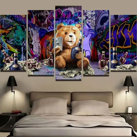 Quadros Decorativos Mosaico 5 Peças Ted Salute 2 115x60