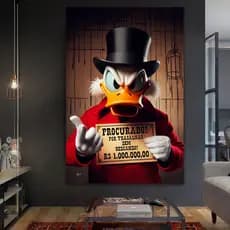 Quadro Decorativo GRANDE Alta Resolução Para Sala Quarto Escritório Tio Patinhas 4K