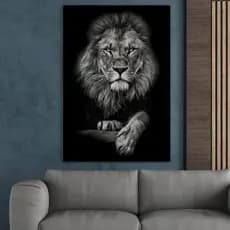 Quadro Decorativo GRANDE Alta Resolução Para Sala Quarto Escritório Quadro Leão de Juda Black