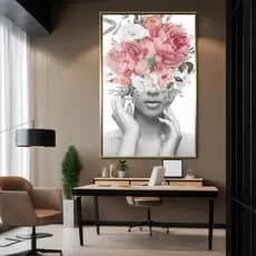 Quadro Decorativo GRANDE Alta Resolução Para Sala Quarto Escritório Mulher com flor