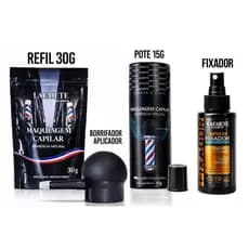 Lafaiete Pote 15G + Refil 30G + Borrifador + Fixador Combo Cobertura Capilar Lafaiete