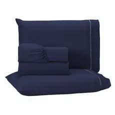 Jogo de Cama Lençol 3/4 Peças 400 Fios Extra Macio Detalhe Ponto Palito Solteiro Casal Queen King