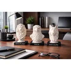 Kit Esculturas Disciplina Foco Execução Estatuetas Decorativas Mesa Escritório Decoração