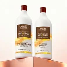 Kit Shampoo e Condicionador Macadamia  + Colágeno  1L – Limpeza e Hidratação Profunda Capilar magike beauty