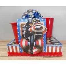 15 Kit Cineminha Capitão América (Caixa + balde + Copo)