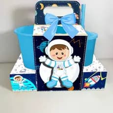 10 Kit Cineminha Astronauta (Caixa + balde + Copo)