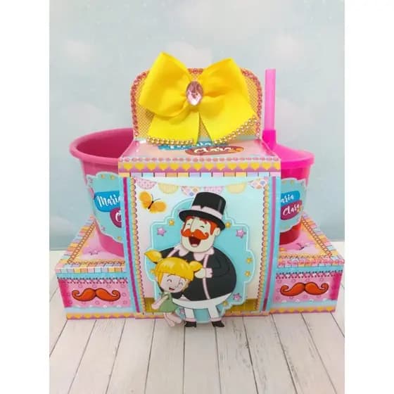 15 Kit Cineminha Mundo Bita Menina (Caixa + balde + Copo)