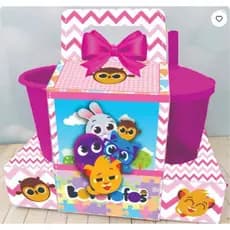 10 Kit Cineminha Bolofofo Menina (Caixa + balde + Copo)