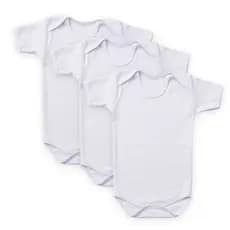 KIT 3 PEÇAS BODY BEBÊ  BRANCO SUEDINE 100% ALGODÃO