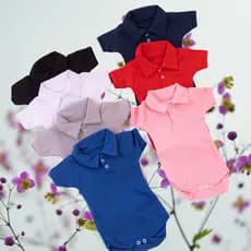 BODY BEBÊ GOLA POLO SUEDINE 100% ALGODÃO