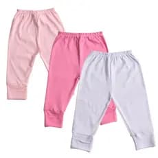KIT 3 PÇS  Calça / Mijão Bebê / Culote Suedine Pé Reversível 100% Algodão