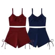 Kit 2 Conjunto Preto Feminino Fitness Short e Top Academia Fitness Roupa Treinar Cintura Alta