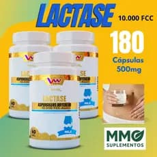 Enzima Lactase - 10.000 FCC - 500 mg - 60 Cápsulas - Ideal para intolerância a Lactose - Lactoze