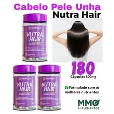 Suplemento Cabelos Pele Unhas - Nutra Hair - Crescimento Capilar - Biotina e outras vit.