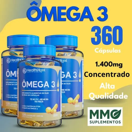 Ômega 3 - 1400 mg - 120 Cápsulas de Óleo de Peixe - Concentrado