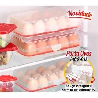 pote Porta Ovos Tampa 15 Cavidades Plástico organizador geladeira Geladeira
