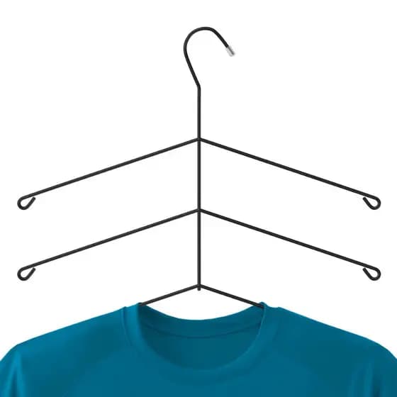 kit 3x Cabide Triplo Preto Camiseiro Fiver Organizador Camisas