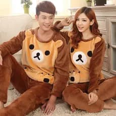 Conjunto De Pijama Feminino De Flanela/Lã/plus Size/Coral/Grosso Para Outono/Inverno/Valentine's Day Couple Set/Pixamas de homens/Dia da Mãe/dia dos namorados presente masculino/dia dos namorados presente