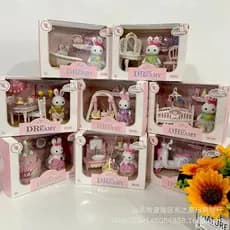 Mini Coelho Jogo De Casinha De Brinquedo Móveis De Aparelho Doméstico Quarto Set Presente De Aniversário Da Menina/Presentes de Natal/Presentes de férias