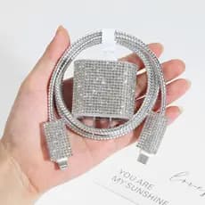 Novo Estilo Adequado para Capas Protetoras de Carregador Apple 14 com Capa Protetora de Dados Diamantados Capa Protetora de Cabeça de Carregamento de 20W Conjunto de 5 peças