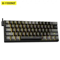 E-YOOSO Z11 USB 60 % Mini Teclado Mecânico Para Jogos Interruptor Vermelho Azul 61 Teclas Cabo Destacável Com Fio , Portátil Computador De Viagem