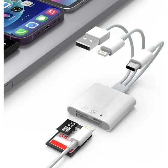 Leitor De Cartão De Memória SD Para Câmera iPhone 15 iPad-Adaptador De Digital USB A + C + Lightning Mirco/TF Fotografia