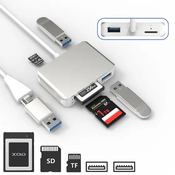Leitor De Cartão XQD , USB 3.0/C Para SD/TF , Adaptador 5 Em 2 , Leitura De 3 Cartões Sony G Series , Lexar Mark , Lapto