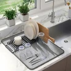 Tapete Mágico Absorvente Para Louça Com Rack Escorredor Removível Cozinha Organizada Secagem Eficiente Pratos E Talheres