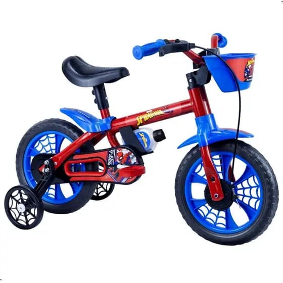 Bicicleta Infantil Homem Aranha Com Rodinhas Aro 12 Criança 3 anos Nathor