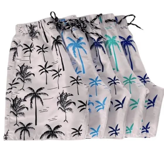 Kit 4 Shorts Bermuda Masculino Tactel Moda Praia Verão Estampa de Coqueiro
