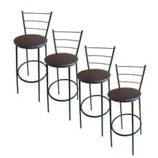 Kit 4 Banqueta Alta Banco Bistro Tubo Preto Cozinha Área Gourmet 70cm Altura - Escolha Quantidade