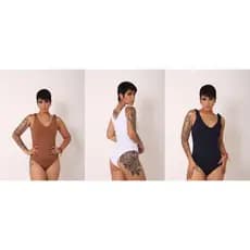 Kit 3 Body Suplex Feminino Decote Quadrado com Forro Regata Sanfonada Fina Estilo Zara