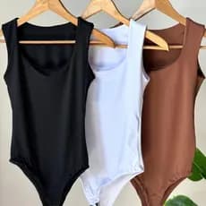 Kit 3 Body Suplex Feminino Decote Quadrado com Forro Regata Fina