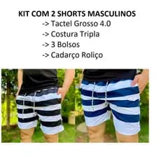Kit 2 Short Bermuda Masculino Tactel Moda Praia Verão  - Envio Rápido