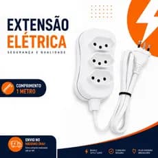 Extensão Elétrica 10A Bivolt 110/220V 1m 5m Com 3 e 5 Tomadas Estensão Régua de Energia Tripolar