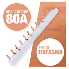 Barramento Trifásico Pente 12 Polos 80A Alta Corrente - Forceline