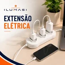 Extensão de Energia 20A 3 Tomadas Tripolar 20A 3m Bivolt Pino Grosso Secador Microondas Geladeira