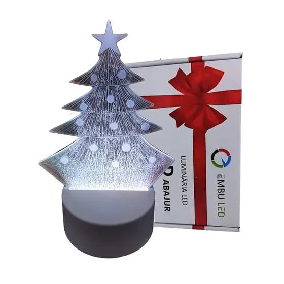 Luminária Led Árvore De Natal 3d Abajur 4w Acrílico Tomada Cor da Estrutura Branco