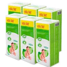 Kit 6 Quadrado de Algodão Bellacotton Baby Promoção 600 Folhas Algodão Bebê - 100% Algodão Natural