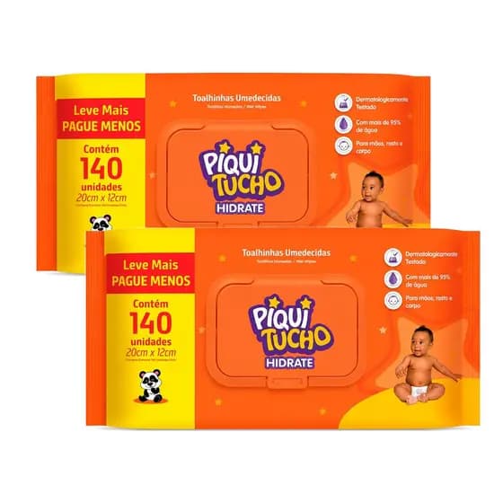 Kit 2x Lencos Umedecidos Piquitucho Hidrate 140un