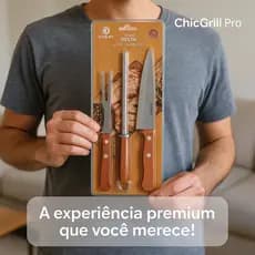 Kit Churrasco Inox Cabo Madeira Resistente Design Moderno
