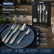 Conjunto Talheres Inox 24 Pecas Jantar Sobremesa Acessorios Mesa