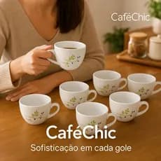 Conjunto de Xícaras Porcelana Branca 130ml Design Moderno Elegante
